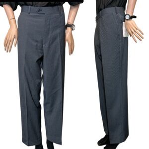 Pierre Cardan Pinstriped Gray Dress Pants slacks Flat panel size 33 X 30 New